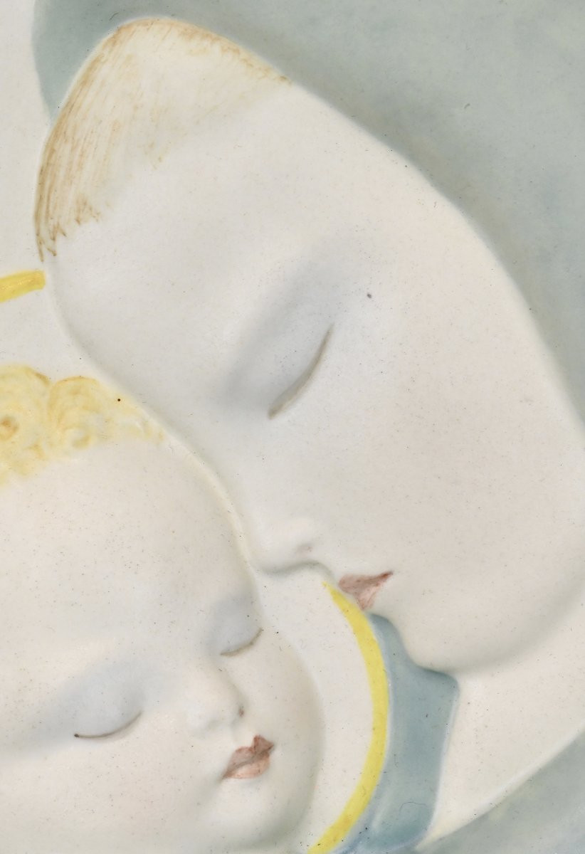 Lenci - Maternity In Polychrome Ceramic - Italy 1930s-photo-3